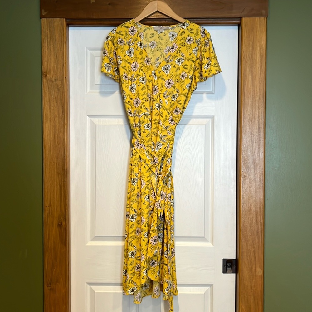 Loft Plus Yellow Wrap Dress